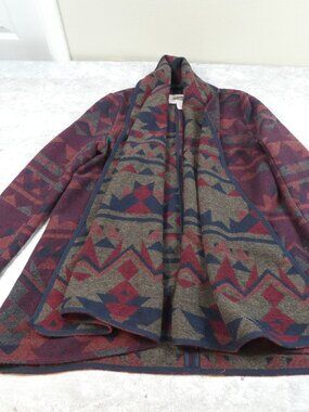 Southwester Wrap Jacket Maroon Blue A Line Swing Forever 21 Unlined